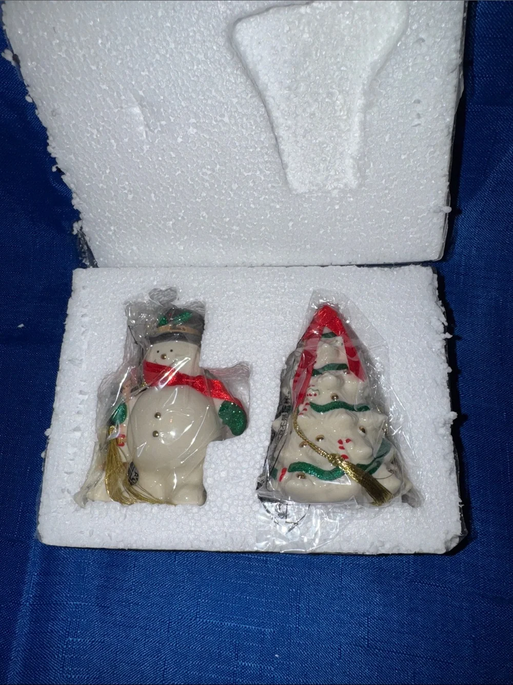 Lenox Holiday Ribbons Ornaments - Porcelain - Set of 2 - New in Box